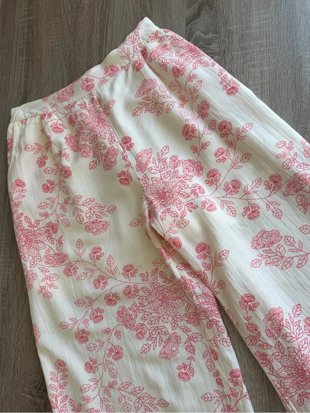 Max Linen Blend Wide Leg Straight Fit Floral Print Palazzos Casual Pants XL